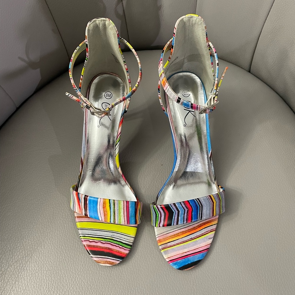 It’s OK Open Toe Multi Colored Striped Heel